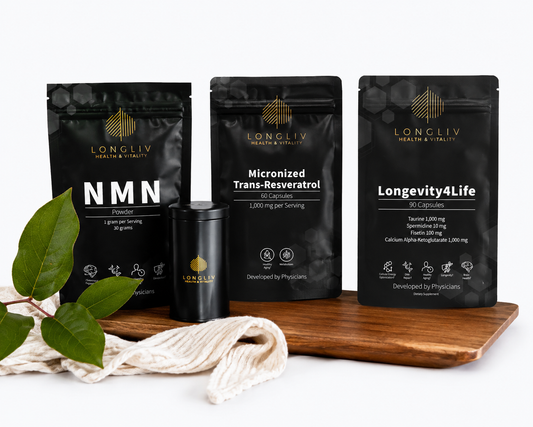 Longevity4Life Capsules, Resveratrol Capsules & NMN Powder (new packaging) Bundle